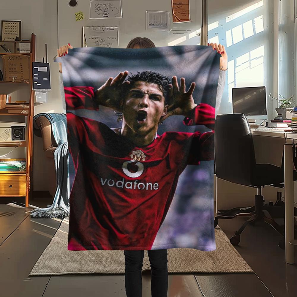 1Pc England Football Print Flannel Blanket, High quality Comfortable for All Seasons, Home Decor, Warmth and Comfort, Perfect for Christmas GiftS