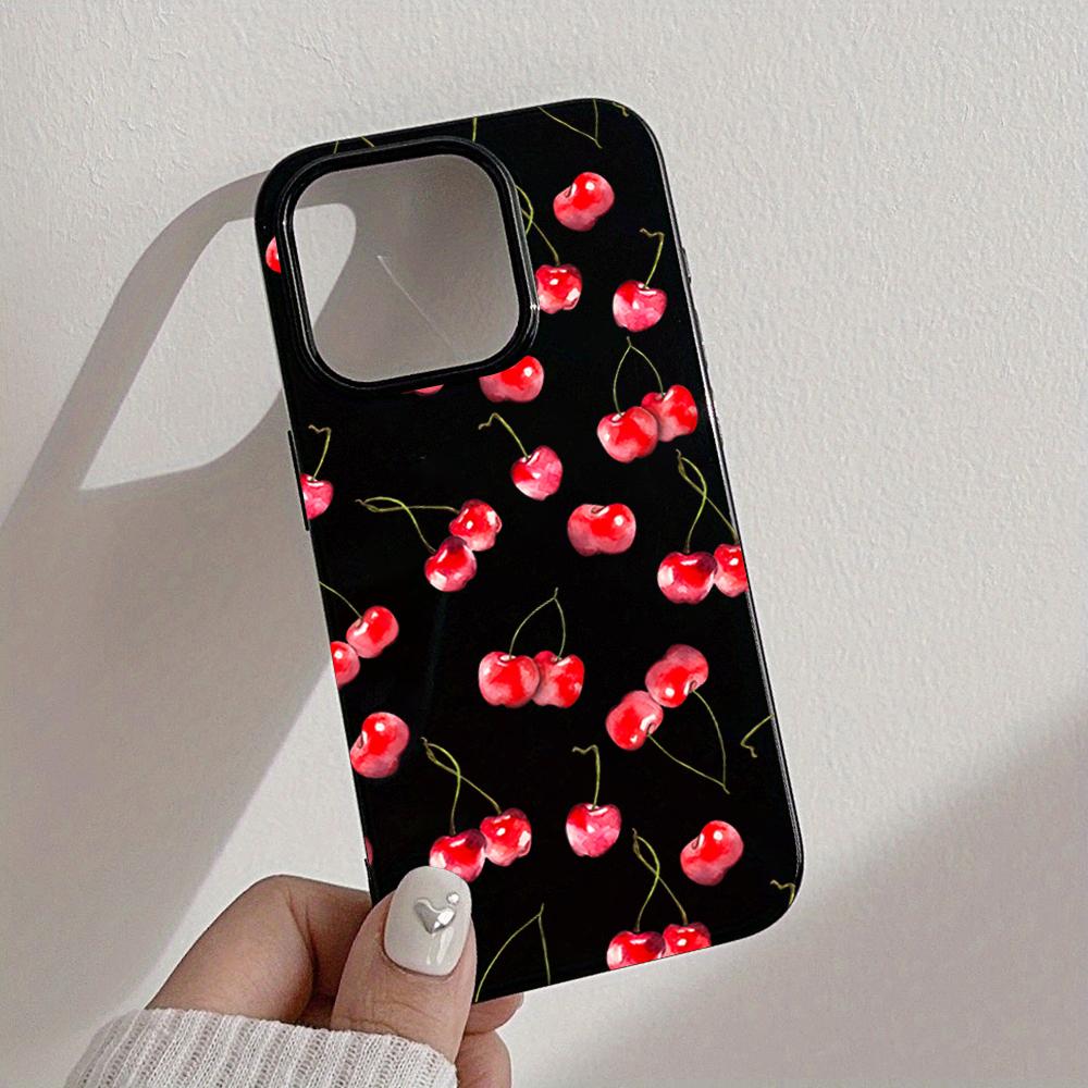 Creative Full Screen Red Cherry Phone Case For iPhone 16 15 14 13 12 11 Pro Max 16E X XR XS Max 7 8 Plus Shockproof Soft Cover