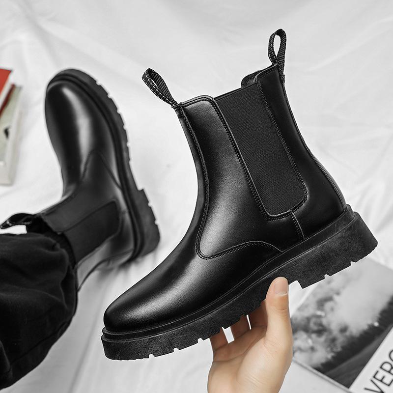 

Осень и зима новые мужские ботинки Chelsea ботинки British Martin мужские зимние бархатные ботинки chimney с высоким берцем на толстой подошве 44