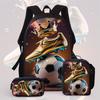 Football Cartoon Print Junior High School Backpack Three-Piece Children'S Schoolbag Primary School Backpack