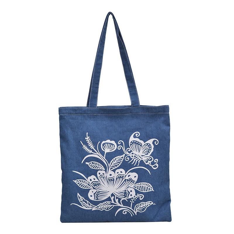 Denim Tote Bag For Women Large Capacity Casual School Shopping Shoulder Bag