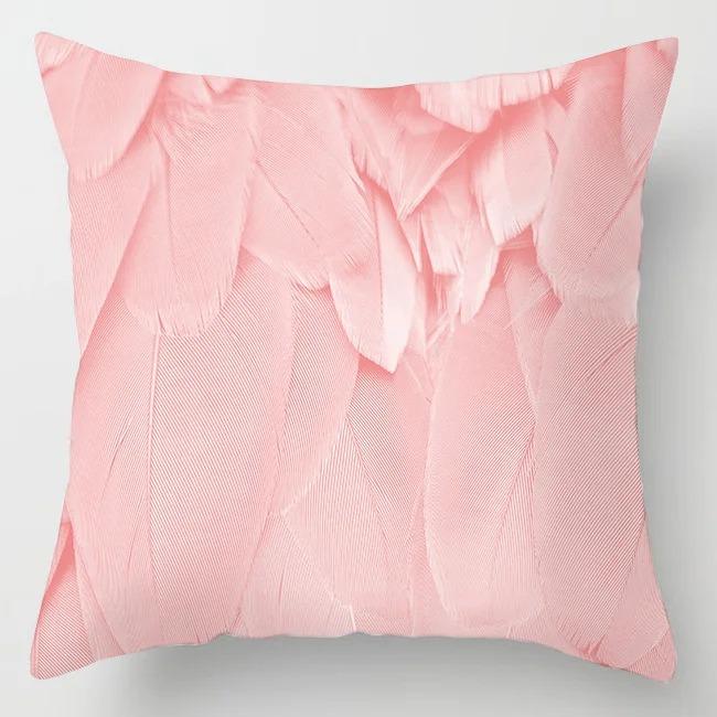 Pink Marble Mandala Peach Skin Pillow Case 2D Flat Printed Decorative Cushion Cover For Sofa Living Room Girl Bedroom Decor