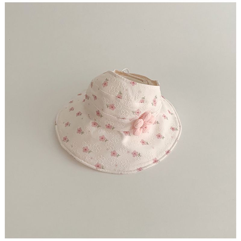 Baby Girl Floral Visor Sun Hat Large Brim Breathable Summer UV Protection Cap For Toddlers Kids Outdoor Beach Shade