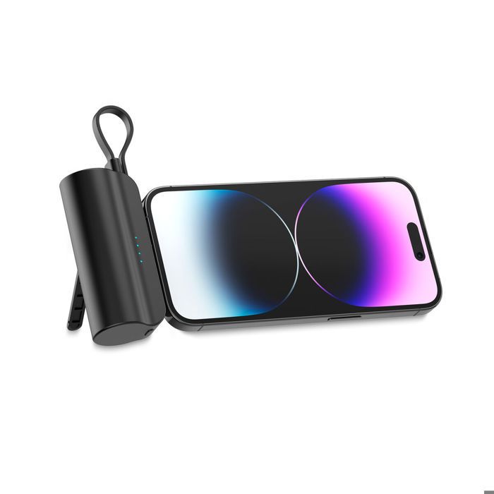 Tragbares Ladegerät - KSIX - Powerbank 5000 mAh - Schwarz - USB-C - 3x12x7 cm
