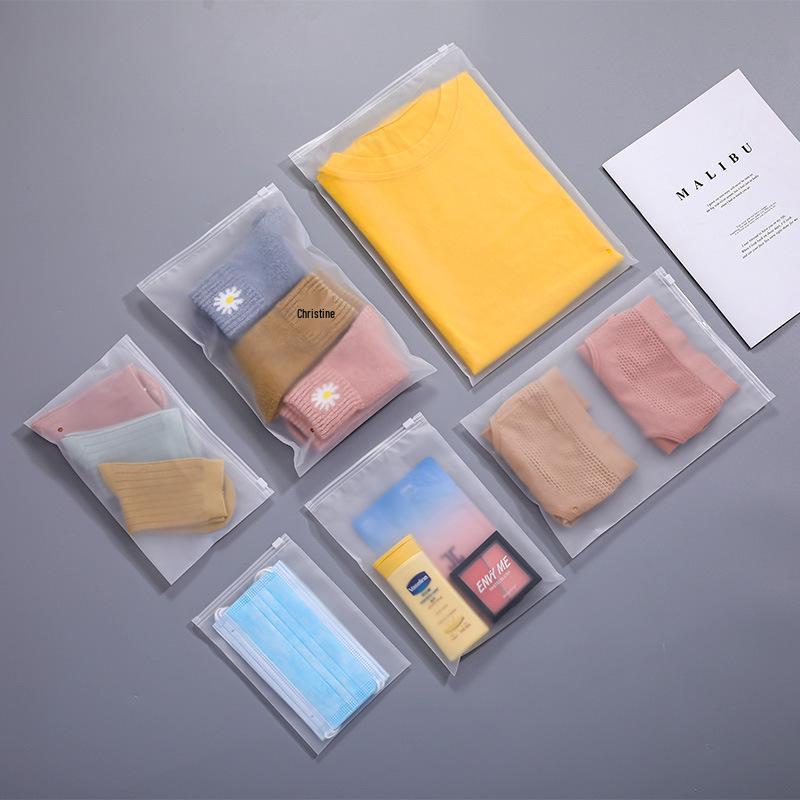 Thick Transparent Frosted Zipper Self-Sealing Bag for Clothing, Socks, Underwear Storage Frosted Zipper Bag - 20 Silk 10x15