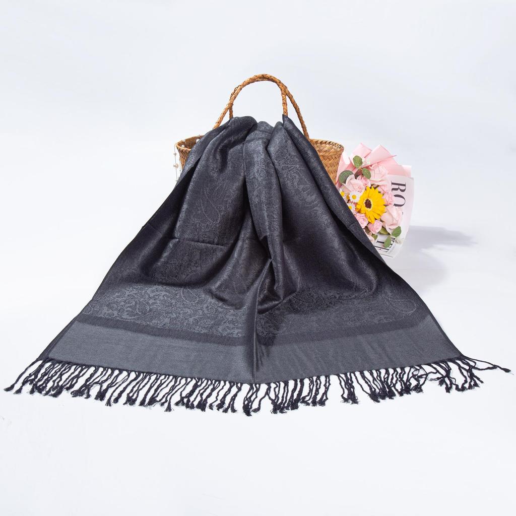 Ethnisch Stil Paisley Pashmina Hijab Schal mit Jacquard und Quasten