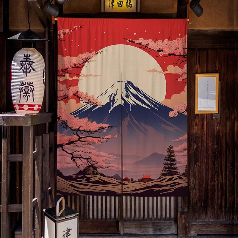 Japanese Homestay Tea Room Partition Door Head Curtain Signboard Hanging Flag Curtain Teahouse Sakura Short Curtains Decor