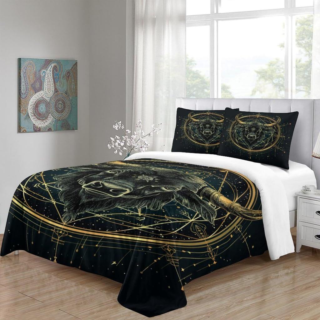 Three-Piece Science Fiction Cow Digital Printing 3D Quilt Cover Bedding Home Textile Quilt Cover