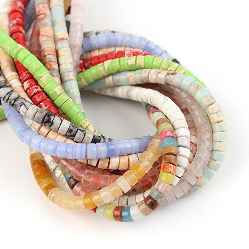 1strand 4/6/8/10mm Natural Stone Flat Beads Druzy Quartz Crystal Loose Spacer DIY Bracelet Necklace Fashion Jewelry