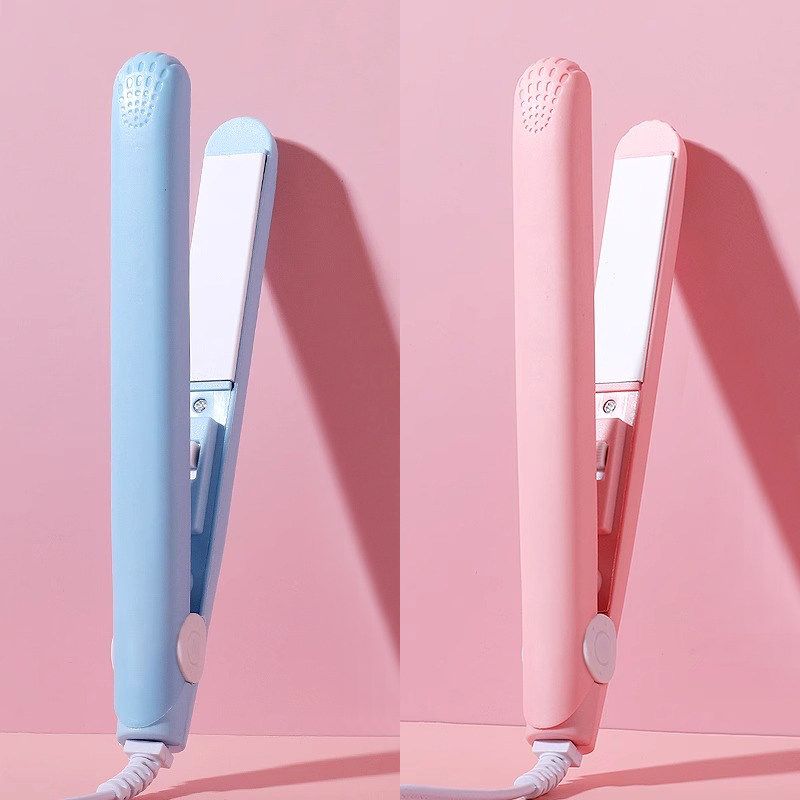 Mini Electric Hair Straightener and Curler for Bangs, Student Flat Iron, Portable Mini Hair Straightener and Curling Iron