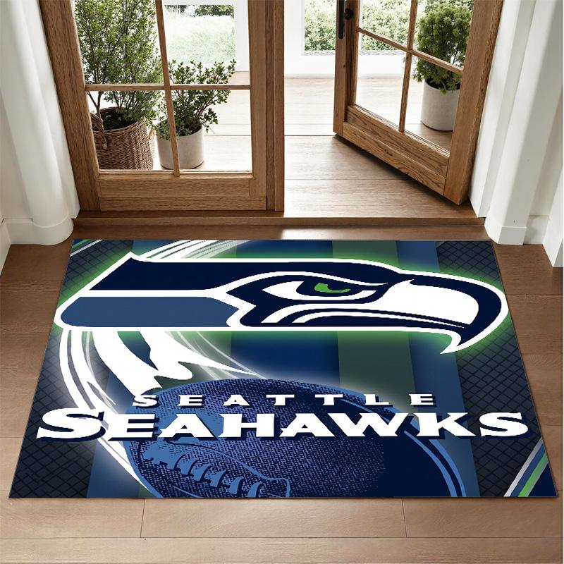 Seattle Seahawks Design Crystal Velvet Rug Soft Decorative Mat for Bedroom Entrance