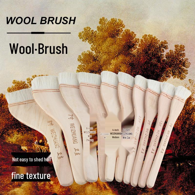Wei Zhuang Long Handle Wool Fan Brush for Watercolor Painting