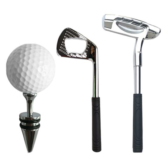 

Набор из 3 предметов: штопор для вина, пробка для вина, набор штопора из цинкового сплава, эргономичный дизайн, открывалка для бутылок для любителей гольфа и пива серебряный