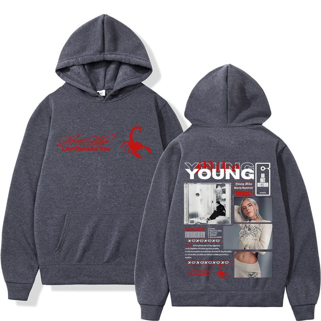 Hanorac cu Imprimeu Miko Tânăr Check-out Târziu Tură Bărbați Femei Tendință Estetică Hanorace Largi Casual Supradimensionate Pullover