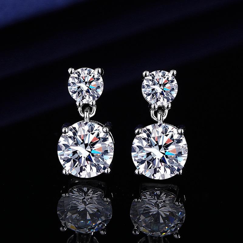 Korean Version Earrings Women s Zircon Geometric Earrings, Stylish and Simple Round Stud Earrings, Zircon Shiny 2026