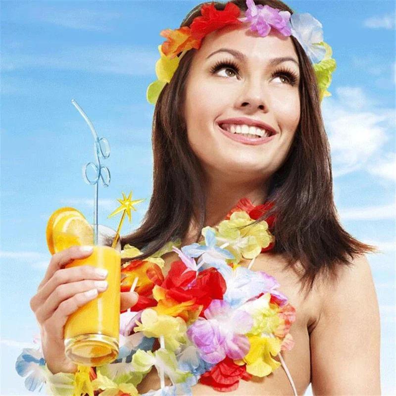 Kunststoff-Blumengirlande/Hawaiianische Blumenbordüre/Luau-Party-Blumengirlande/Hawaii-Party-Girlande/Luau-Party-Dekoration