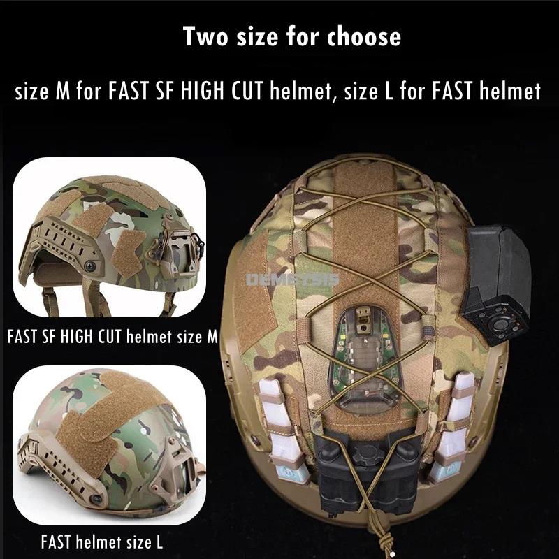 Airsoft Helmüberzug Tarnung Taktisch FAST Helm Stoff Jagd Schießen Helm Zubehör mit Elastischer Kordel Geschwindigkeits Sensoren 6