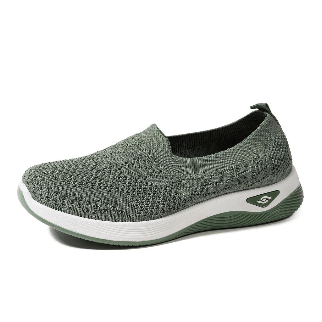 Vita Sneakers för Kvinnor, Casual och Andningsbara Löparskor, Fly-knit Casual Mjuk Sula, Mammas Skor