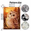 Golden Owl Pattern 5D Pearl Painting Kit with Frame DIY Sparkling Bead Canvas Art Relaxing Craft for Bedroom Decor Wall Art Ornament
