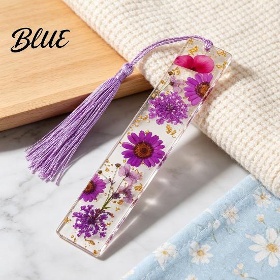High Quality Bookmarks Dried Flower Resin with Tassels Double-Sided Magnetic Page Markers
