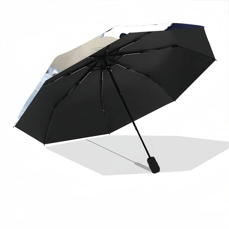 1pc Penguin Moonlight Automatic Folding Umbrella Automatic Open/Close, 8-Rib Durable Frame, Compact Travel Umbrella Suitable004
