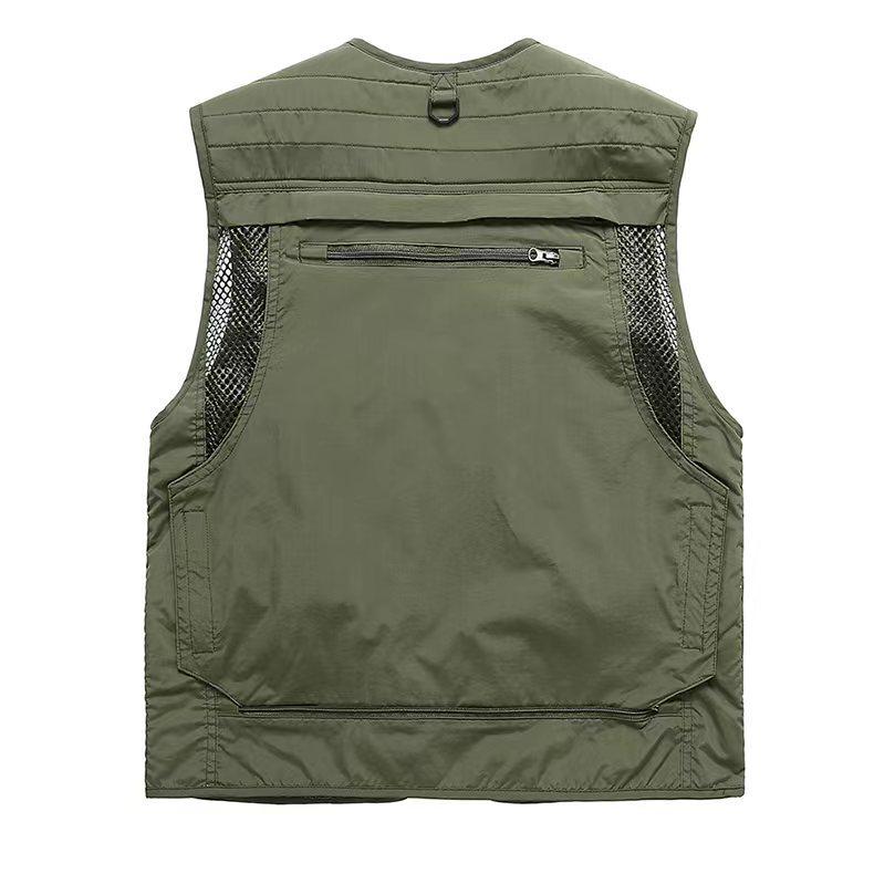 Men's Multi-Pocket Outdoor Fishing Photography Vest, V-Neck Sleeveless Plus Size Workwear 7898 Thin Design
