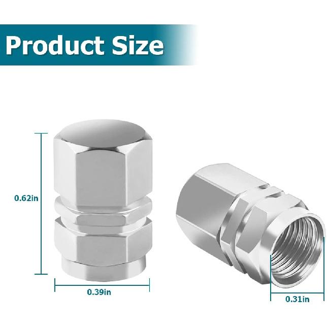 Car Tire Valve Stem Cap, 12 Pcs Wheel Valve Covers, Leak-Proof Air Caps Cover, Airtight Aluminum Alloy Hexagon Shape Tyre Accessory, Universal for