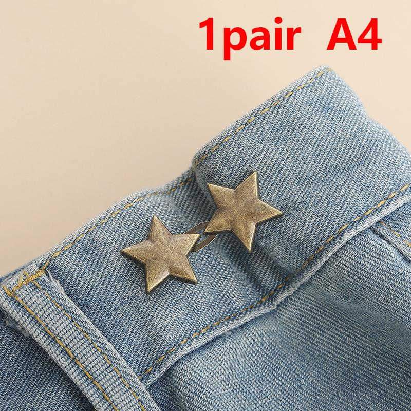 1 Pair Jeans Button Adjustable Clips For Pant Skirts Waist Tightener Buckle Snap Button Adjuster Pants Pin Retractable Button