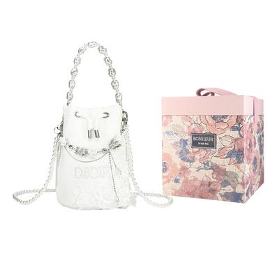 Bag [Customized Cosmetic Bag] Moon Shadow Butterfly Glitter Cat Gift Companion Elegant and Exquisite Simple Rose Pearl White(Colorful Style)