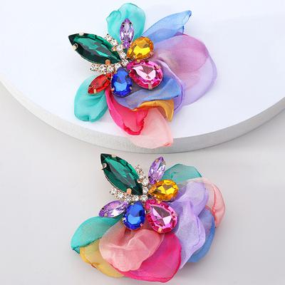 Romantické napichovací náušnice se sladkými velkými květy Dámský trend Barevné zinkonové náušnice Party šperky doplňky