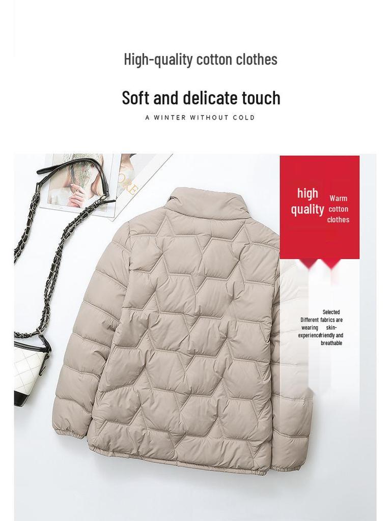 Damen Kurze Leichte Baumwolljacke - Herbst/Winter 2023 Stil, Figurbetonender Wattierter Mantel für Mütter mittleren und höheren Alters