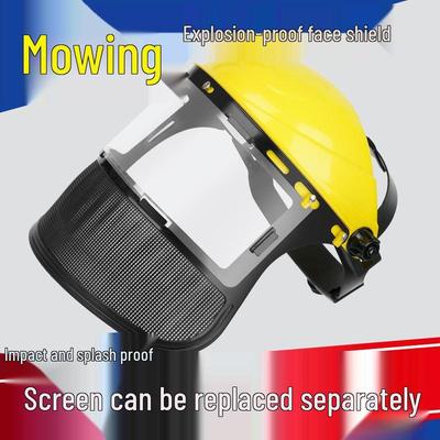 Head-Mounted Steel Mesh Face Shield for Landscaping and Horticulture with Explosion-Proof Protection for Trimmer and Weed Eater Use