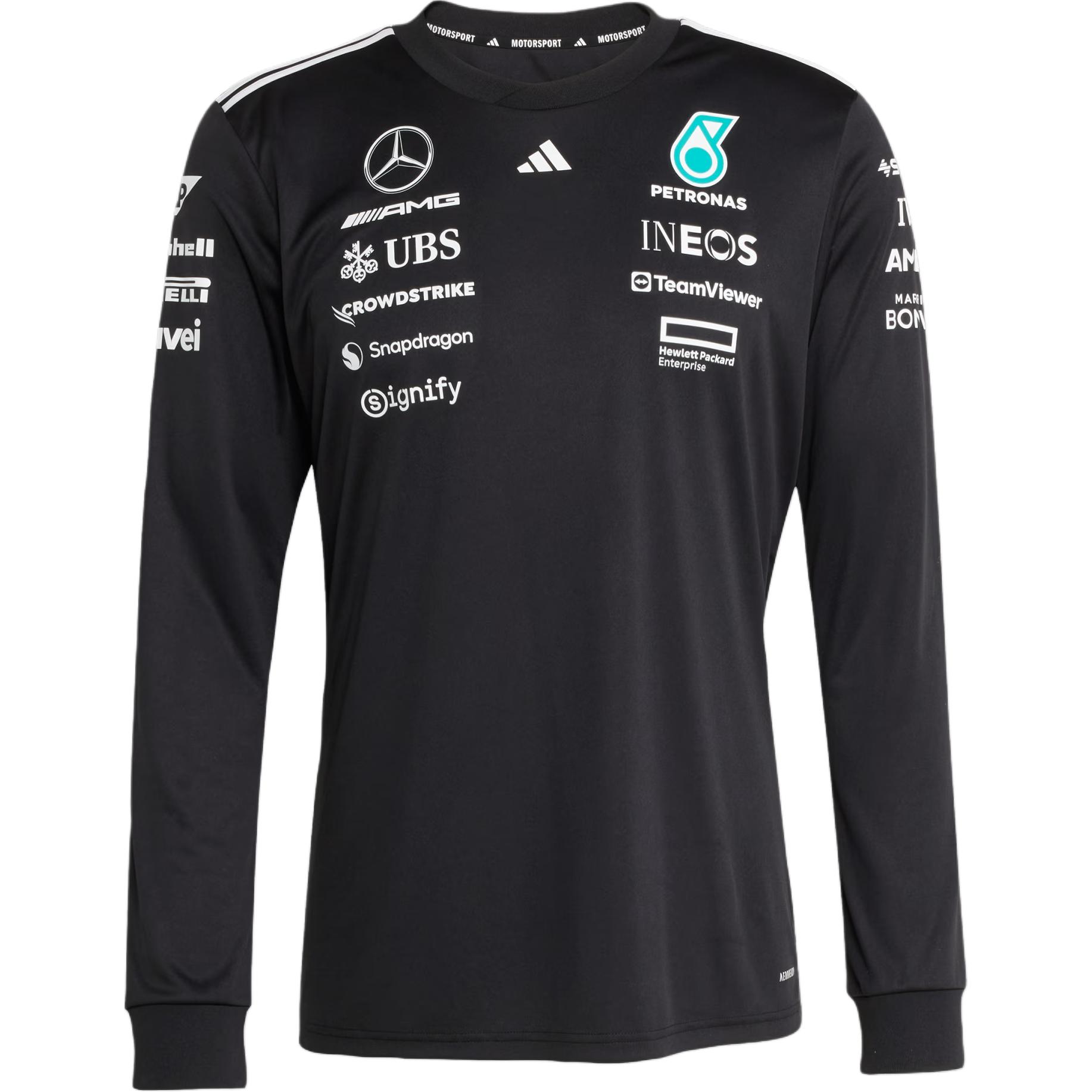 adidas Unisex Mercedes AMG Petronas F1 Team Driver Long Sleeve Tee Black JW5364 2XL