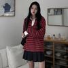 New Arrivals Open Run STripe T shirT Pique Collar Neck Oversized Box fiT coTTon