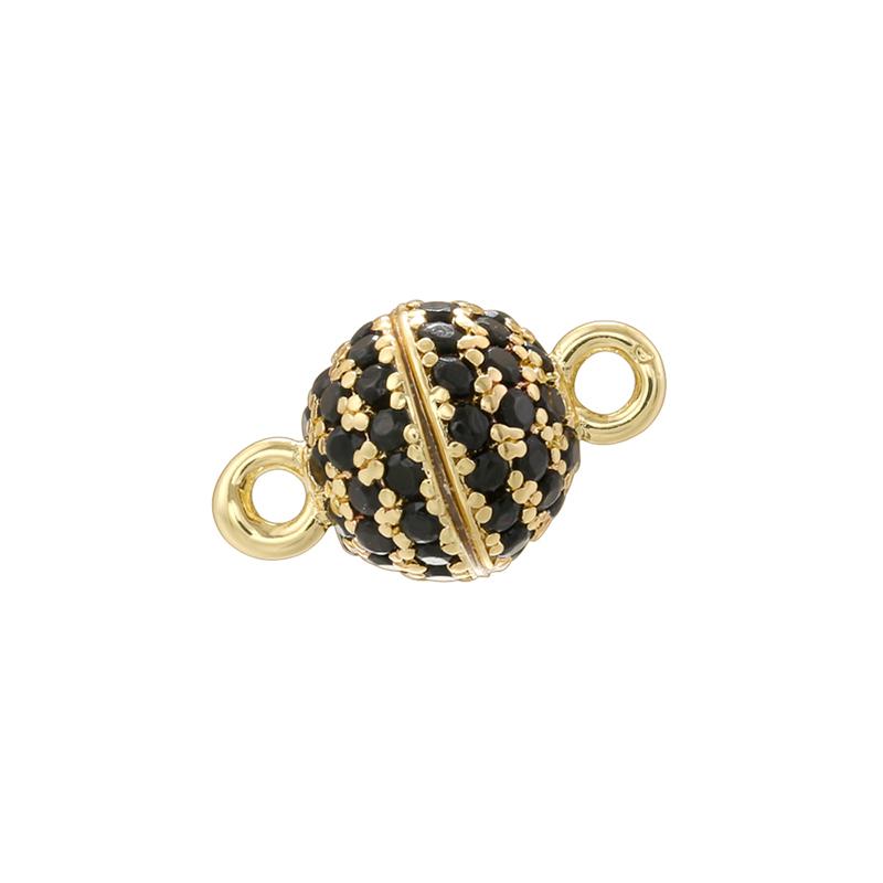 ZHUKOU 6MM Brass Inlaid Zircon Round Magnet Connection Buckle Bead Water Diamond Pendant Jewelry Making Buckle Accessories:VK265
