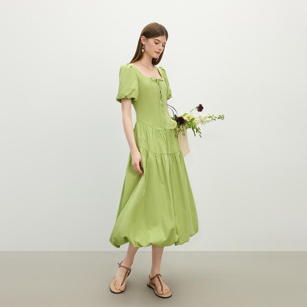 Wednesday Delight Wd_Strap Puff Sleeve Dress