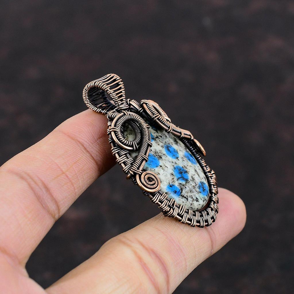 K2 Jasper Pendant Copper Wire Wrapped Pendant Gemstone Handmade Pendant Copper Jewelry Designer Pendant Gift For Mother Wire Wrapped Jewelry