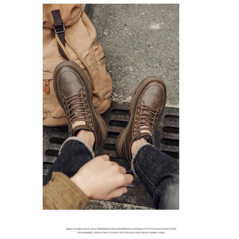 Soft-sole Martin Boots, Vintage Men's Work High-top Leather Shoes, Anti-slip Work Boots, Casual Short Boots.