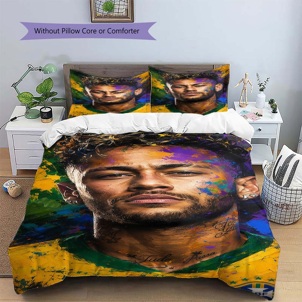 Σετ Κρεβατοκάμαρας με Σχέδιο Neymar Jr, Σετ Παπλώματος Κάλυμμα Παπλώματος Μαξιλαροθήκη Οικιακό Δώρο Γενεθλίων(1 * παπλωματοθήκη + 2 * μαξιλαροθήκη, χωρίς πυρήνα)