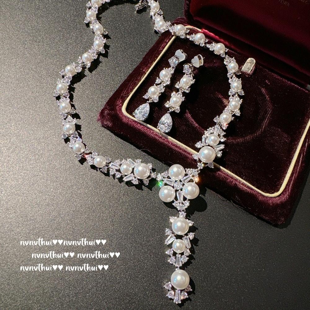 Vine Mermaid Tears, Snowflake Gem Pearl Necklace Vintage Plated 18K Gold, Colorful Star Pearl Necklace