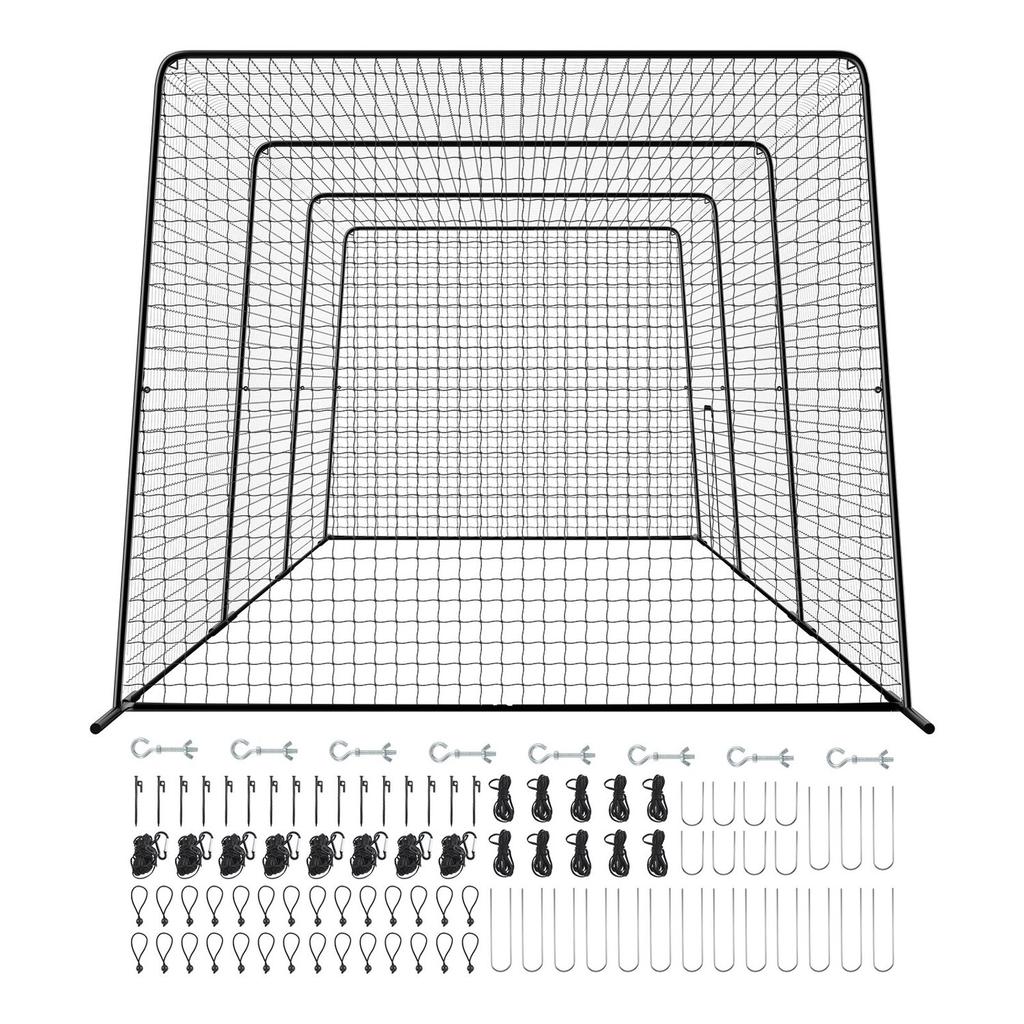 Baseball Batting Cage, 12000 X 3680 X 3100mm Freestanding Portable Batting Cage, Hitting Cages with 45-Ply Knotted HDPE & Long Positioning Ropes,