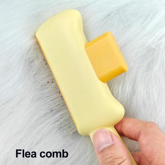 Self Cleaning Cat Brush Pet Grooming Comb with Stainless Steel Dense Teeth Detangling Comb Removes Loose Fur for Dogs Cats Flea