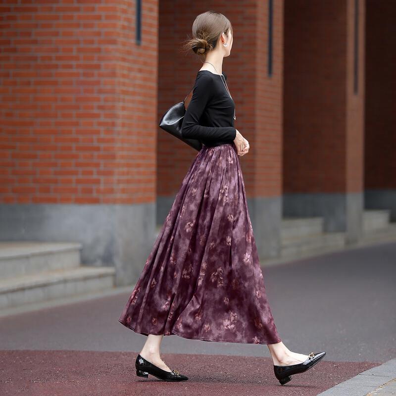 Demana Retro Garden Floral Pleated Midi Skirt