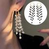 Practical Long Earrings Sparkling Crystals Fringe Design Slimming Comfortable Wear Alloy Texture for Various Event