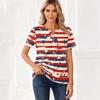 Women's T Shirt Independence Day Print Button Short Sleeve Daily Weekend Fashion Basic V- Neck Regular Top