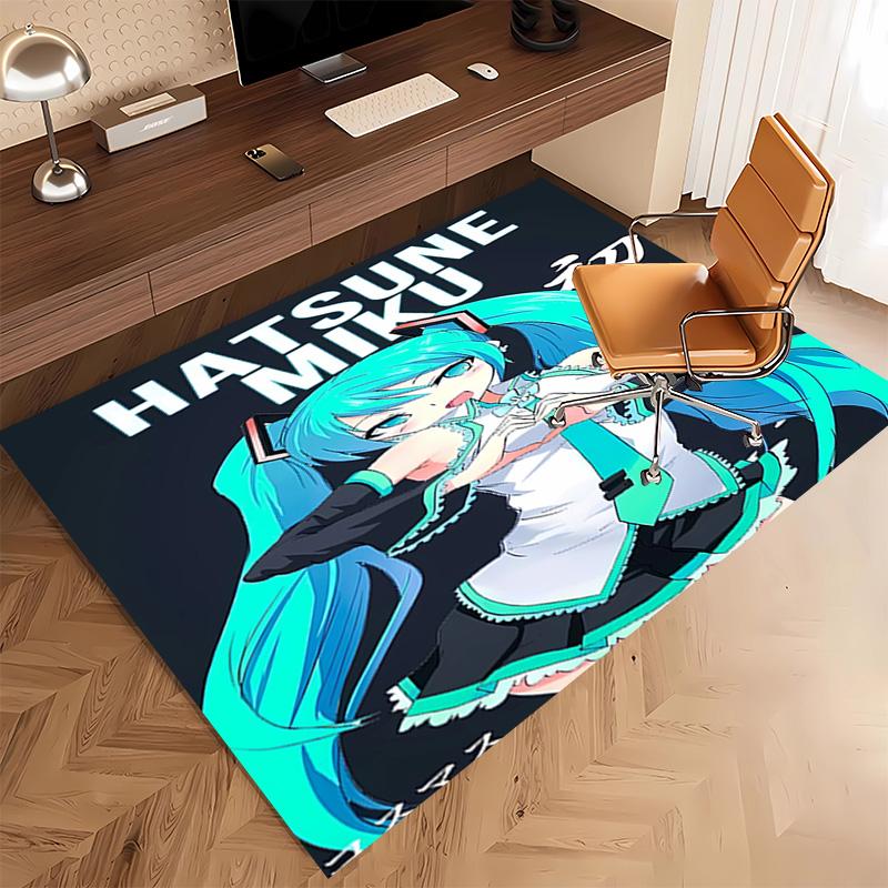 1pc Hatsune Miku Print Area Rug - Soft, Washable Non-Slip Indoor Mat, Living Room, Home Office Decorative Rug,Office Decorative