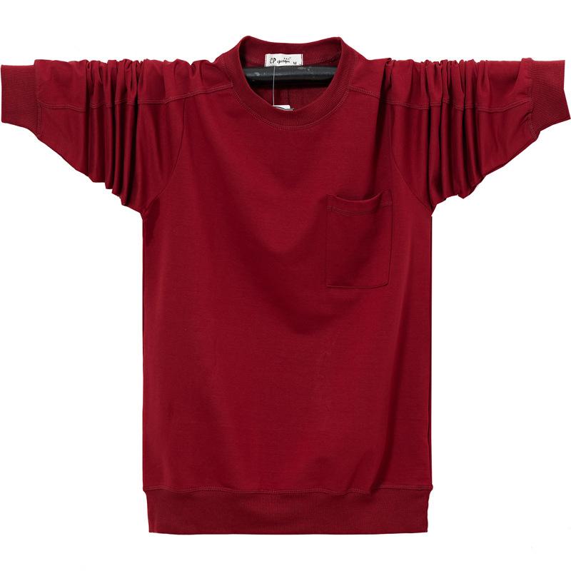 Korean Version of the New Loose Large Men's Warm Casual Sports Lapel Lightweight Soft Anti-wrinkle Breathable Cotton Long-sleeved T-shirt