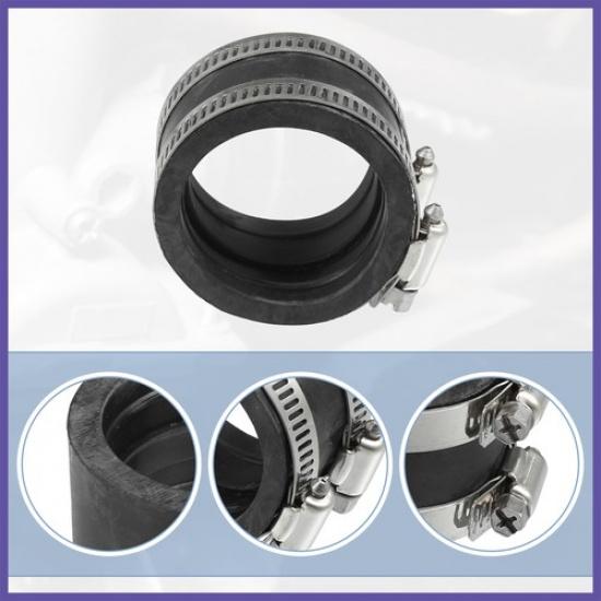 45mm ID Black Carburetor Adapter Inlet Intake Pipe Boot Interface w Clamps