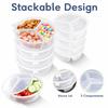 Disposable 3-Compartment Containers, 20 Pack, Condiment Cups for Sauces, Dressings and Dips - for Takeout and Party