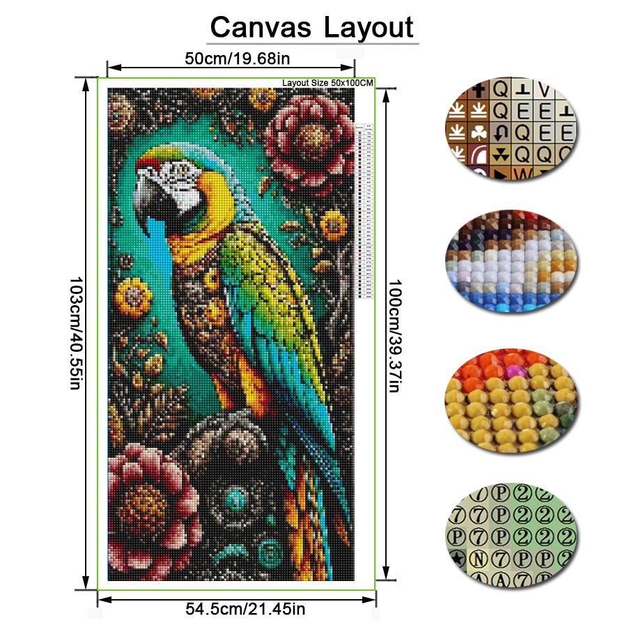Parrots and Rhinoceroses Large Size Diamond Painting Animals Diy Full Square Round Drill Rhinestone Embroidery Mosaic Cross Stitch Kits